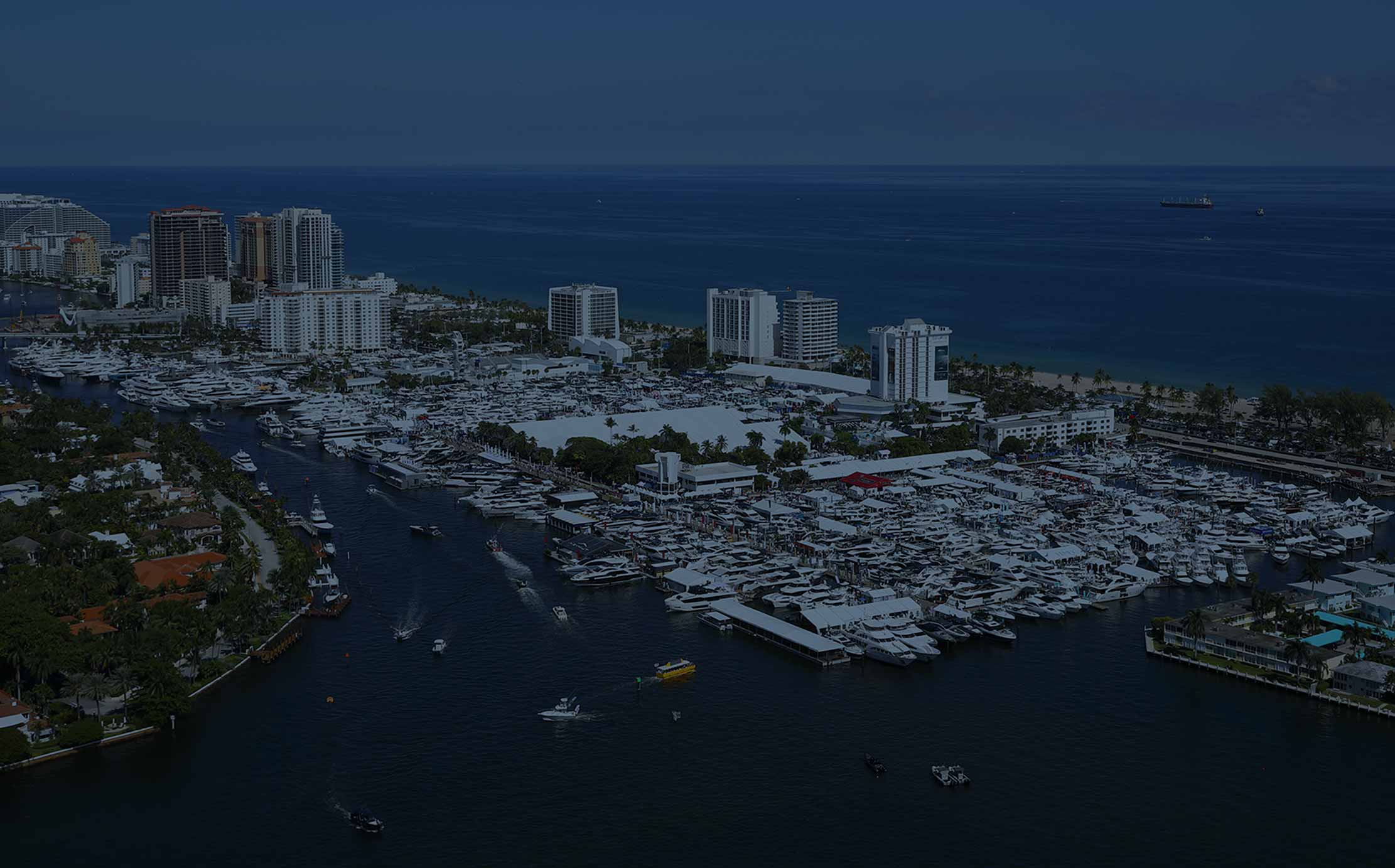 Yachts At Anchor Around Fort Lauderdale International Boat Show 2023